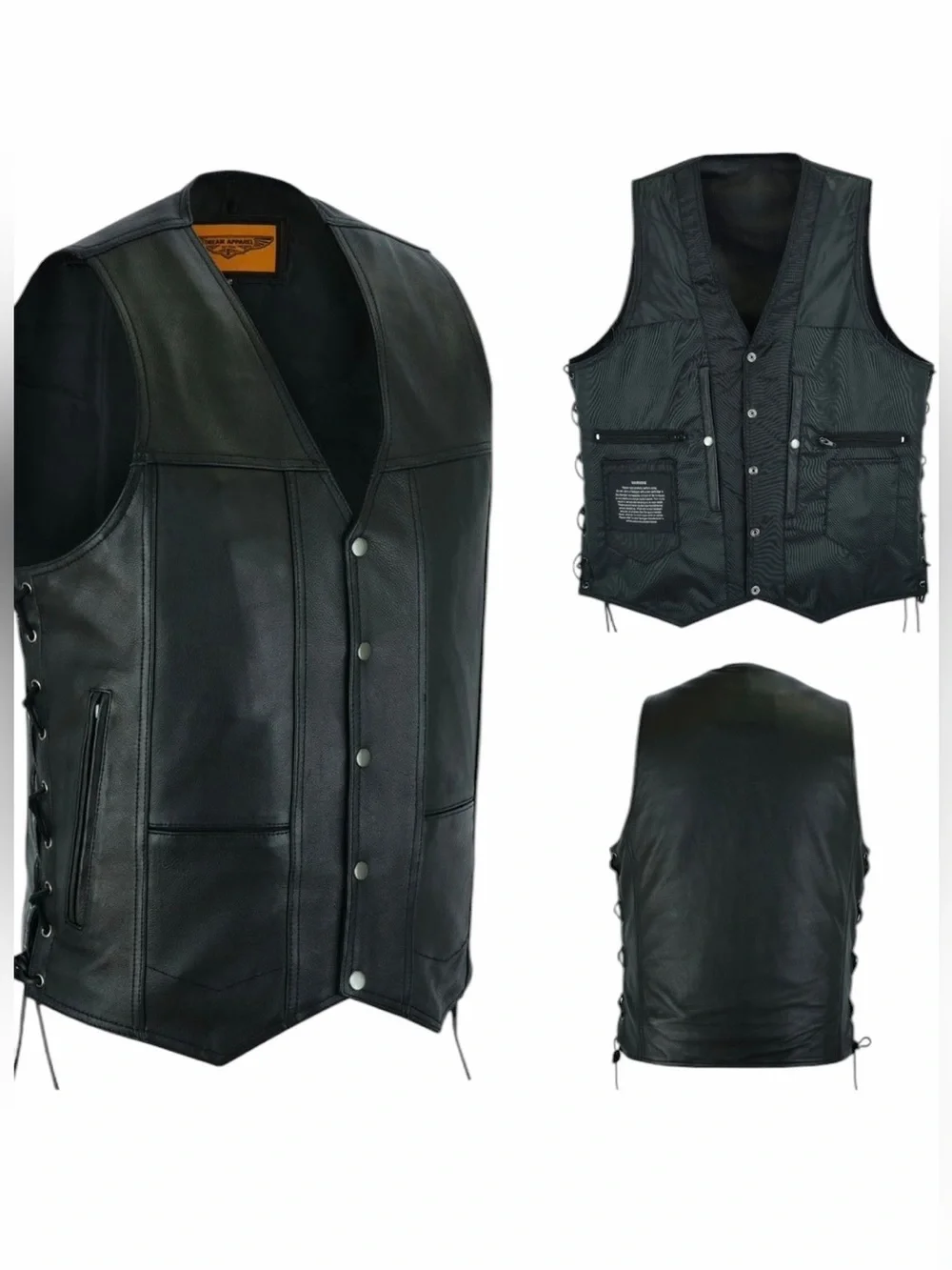 Dream Apparel/Men’s Soft Plain Naked Cowhide Leather Motorcycle Vest/SIZE: 58